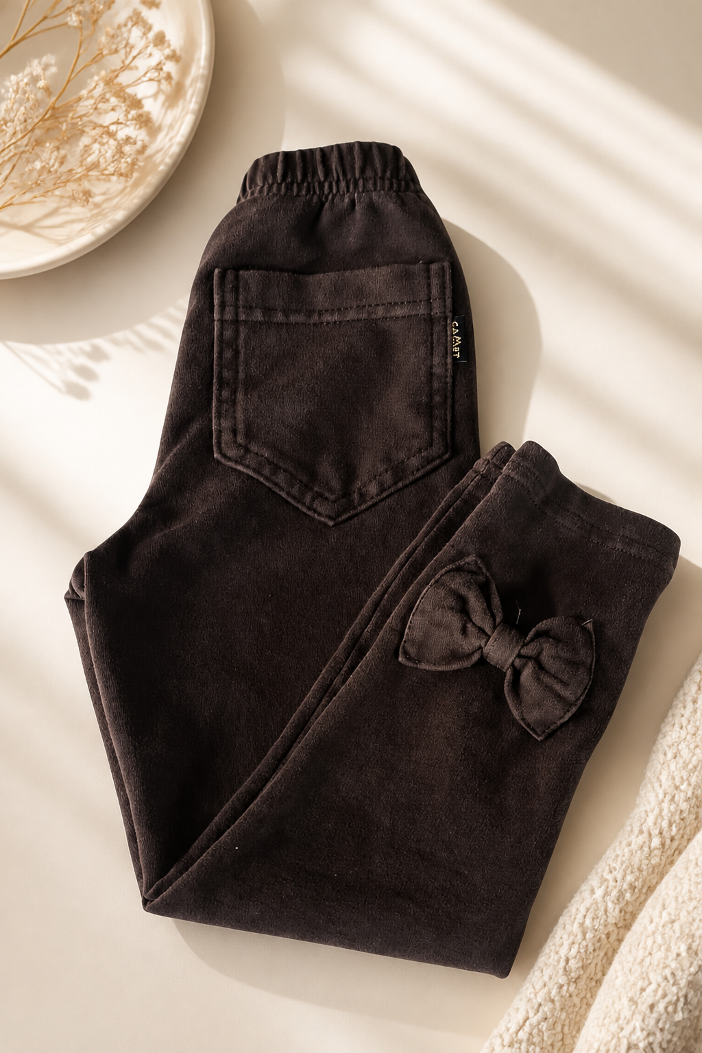 Legginsy bawełniane CZEKOLADOWE dla dziewczynki a la jeans Gamet
