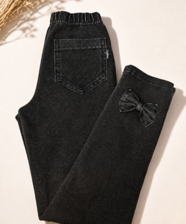 Legginsy bawełniane CZARNE dla dziewczynki a la jeans