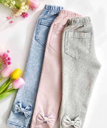 Legginsy bawełniane a la jeans dekatyzacja jasna