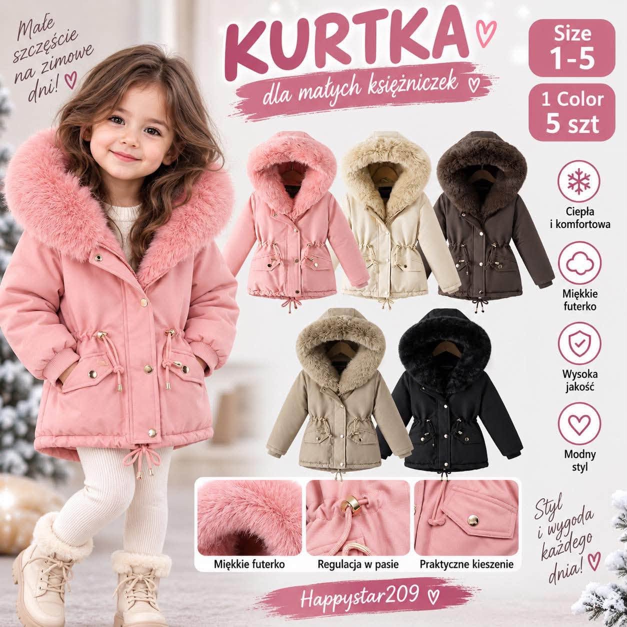 Zimowa kurtka parka FANGO M209 z futerkiem 86-110 Happy House