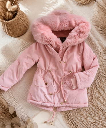 Zimowa kurtka parka RÓŻOWA M195 z futerkiem 104/110 - 164/170 Happy House